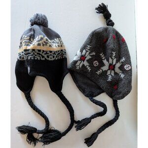 Lot Of 2 Women's Peruvian-Style Chullo Hat Sherpa Lined Earflap Winter Warmer S